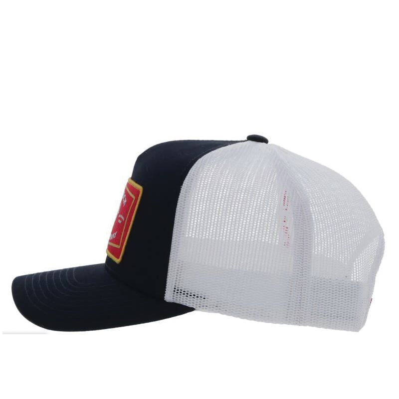 Hooey 2361T-BKWH Hat, Rank Stock Red, White, Yellow Rectangle Patch, One Size Fits All, Black/White
