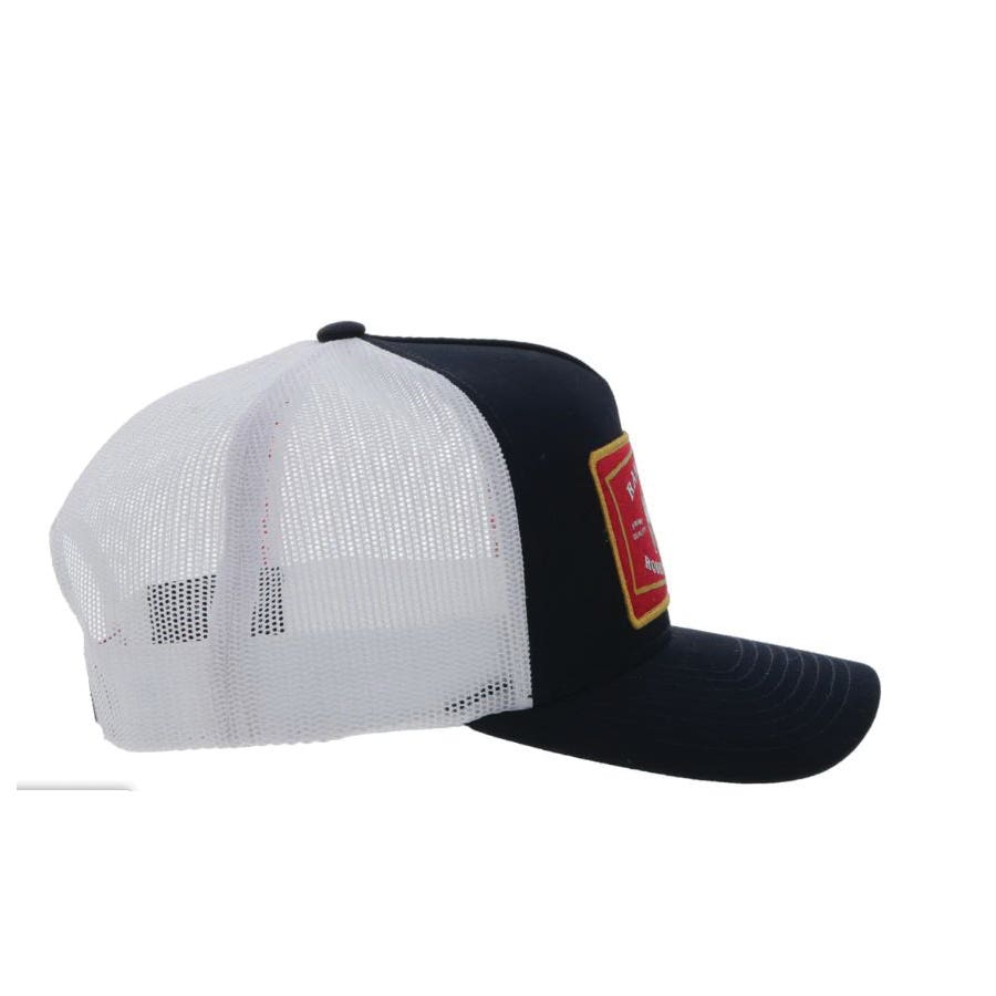 Hooey 2361T-BKWH Hat, Rank Stock Red, White, Yellow Rectangle Patch, One Size Fits All, Black/White