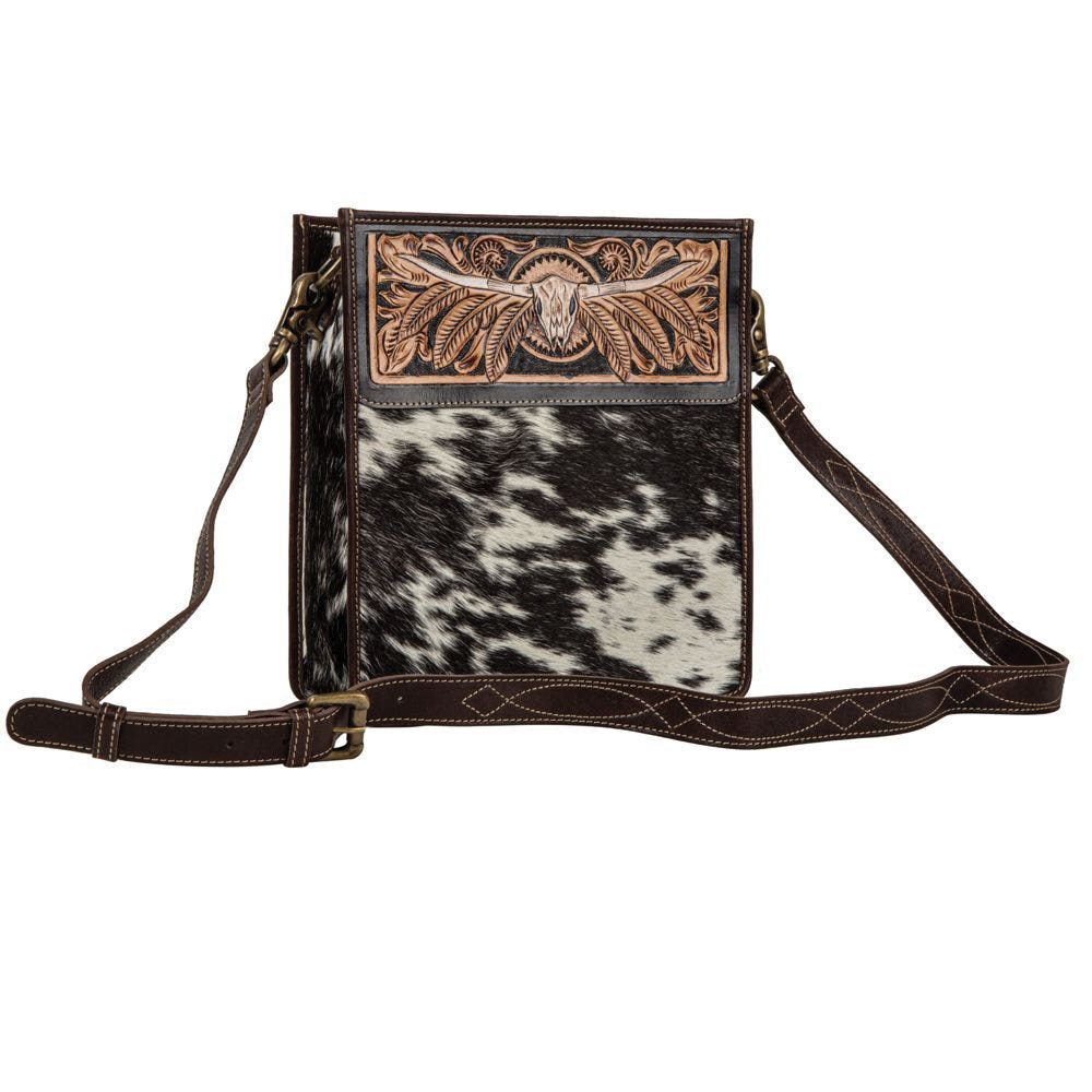 Myra Bag Hand Tooled Bag, Spirit of The Herd, Zipper