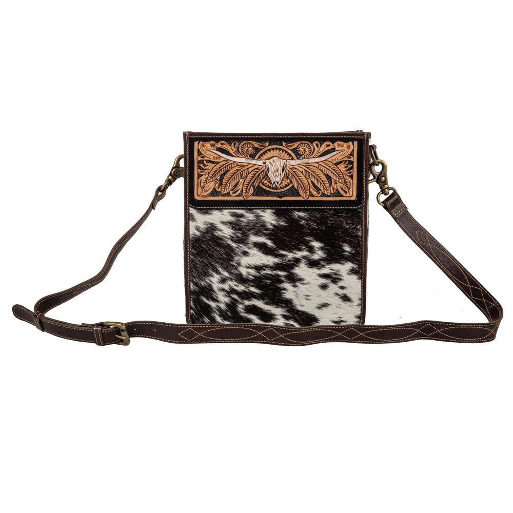 Myra Bag Hand Tooled Bag, Spirit of The Herd, Zipper