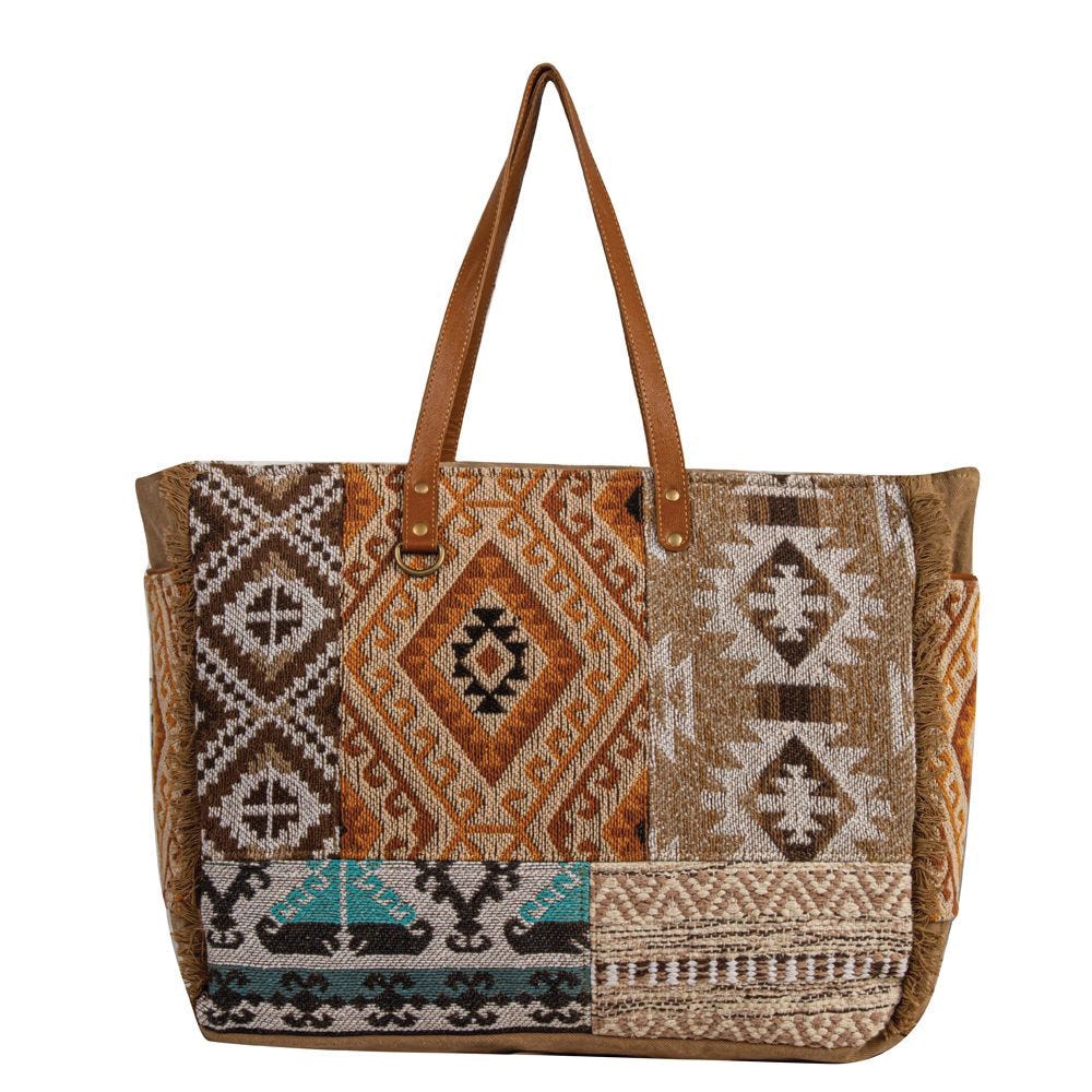 Myra Bag Weekender Bag, Sonoran Sands, Tribal Inspired, Zipper