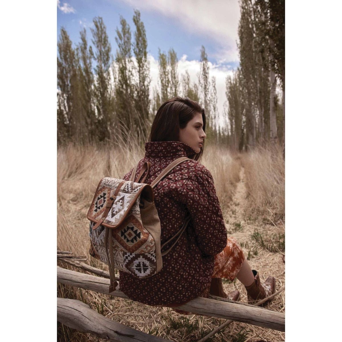 Myra Bag Backpack Bag, Sonoran Sands, Tribal Inspired, Zipper