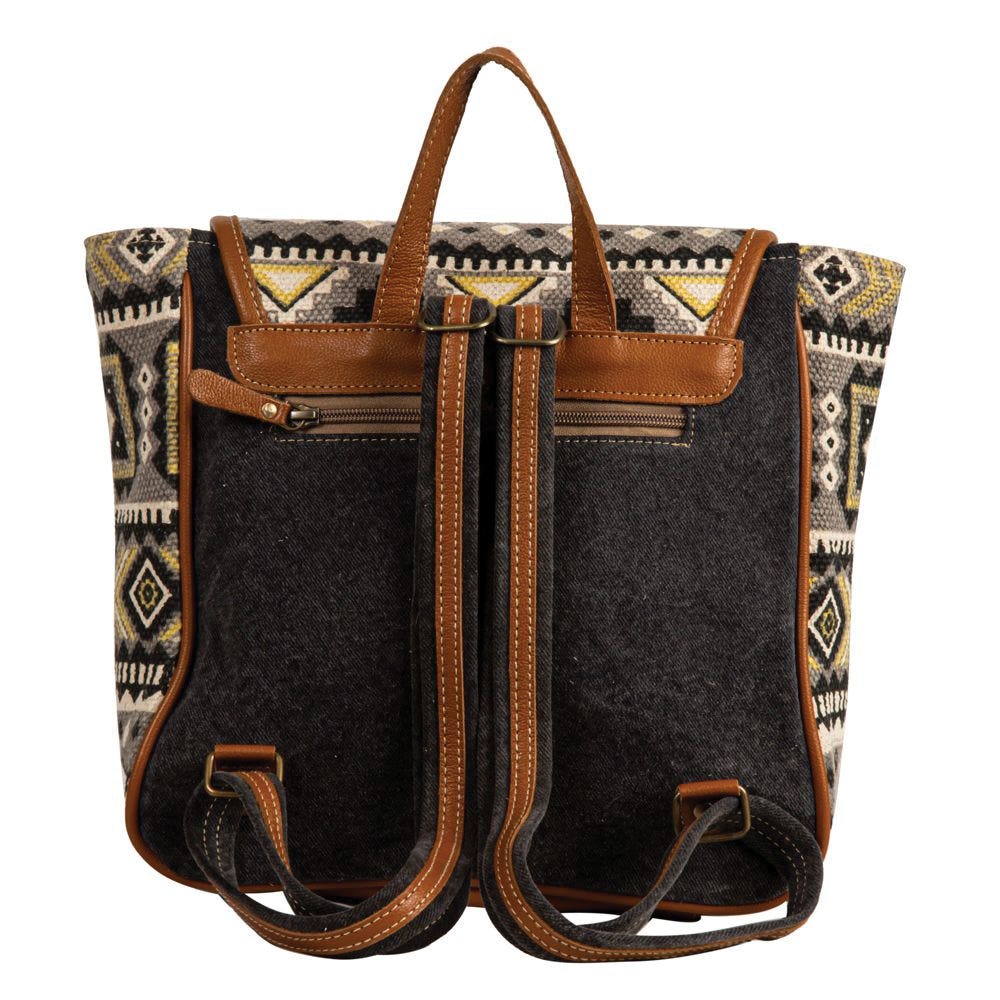 Myra Bag Backpack Bag, Bison Ridge, Tribal Inspired, Zipper