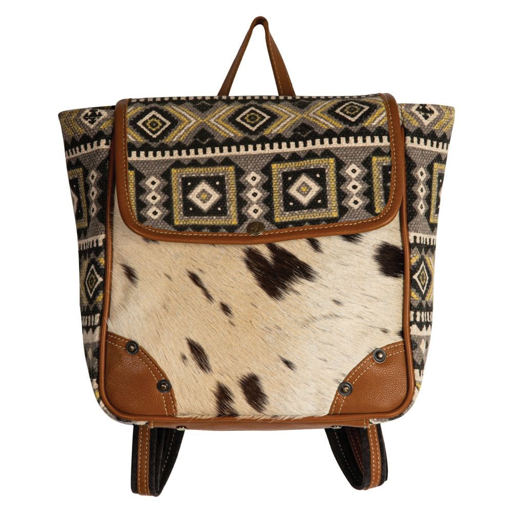 Myra Bag Backpack Bag, Bison Ridge, Tribal Inspired, Zipper