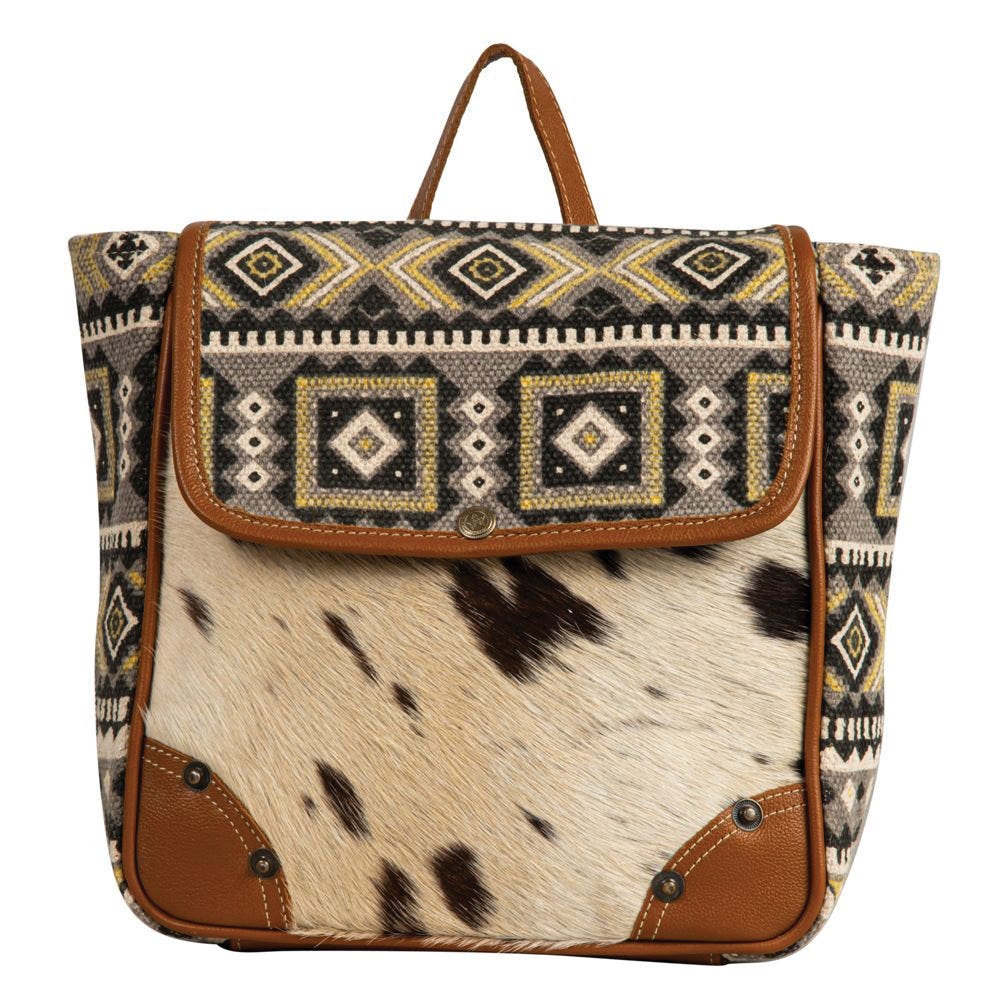 Myra Bag Backpack Bag, Bison Ridge, Tribal Inspired, Zipper