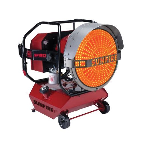 SunFire 95080 Radiant Heater, 6 gal Fuel Tank, Diesel, Kerosene, 80,000 Btu/hr BTU, 1900 sq-ft Heating Area