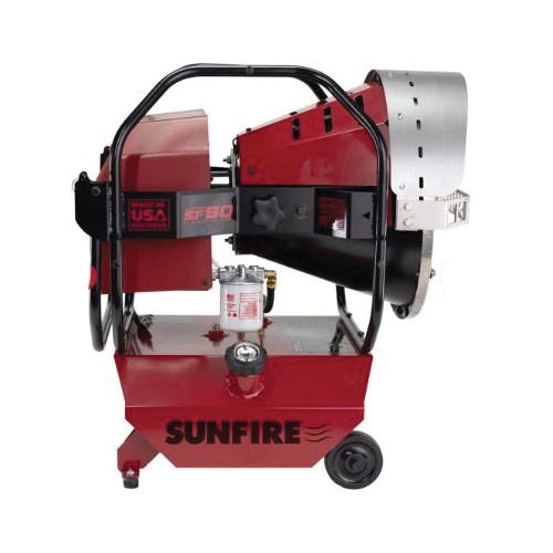 SunFire 95080 Radiant Heater, 6 gal Fuel Tank, Diesel, Kerosene, 80,000 Btu/hr BTU, 1900 sq-ft Heating Area