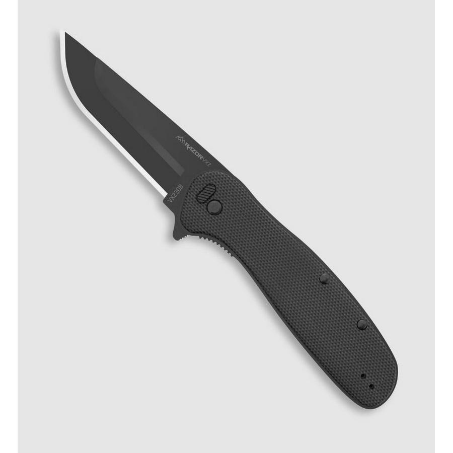 Outdoor Edge RazorSafe® VX Series Everyday Carry Knife, 3 in L Blade, Stainless Steel Blade, Black Handle