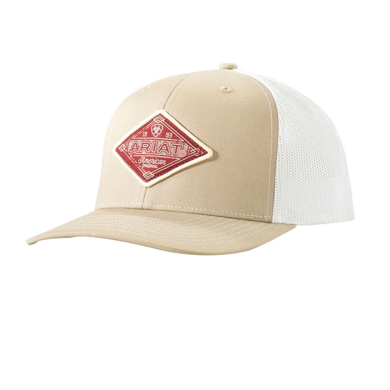 Ariat Cap, 1993 Ariat American Original Diamond Patch, Men's, Cotton/Polyester, Cream