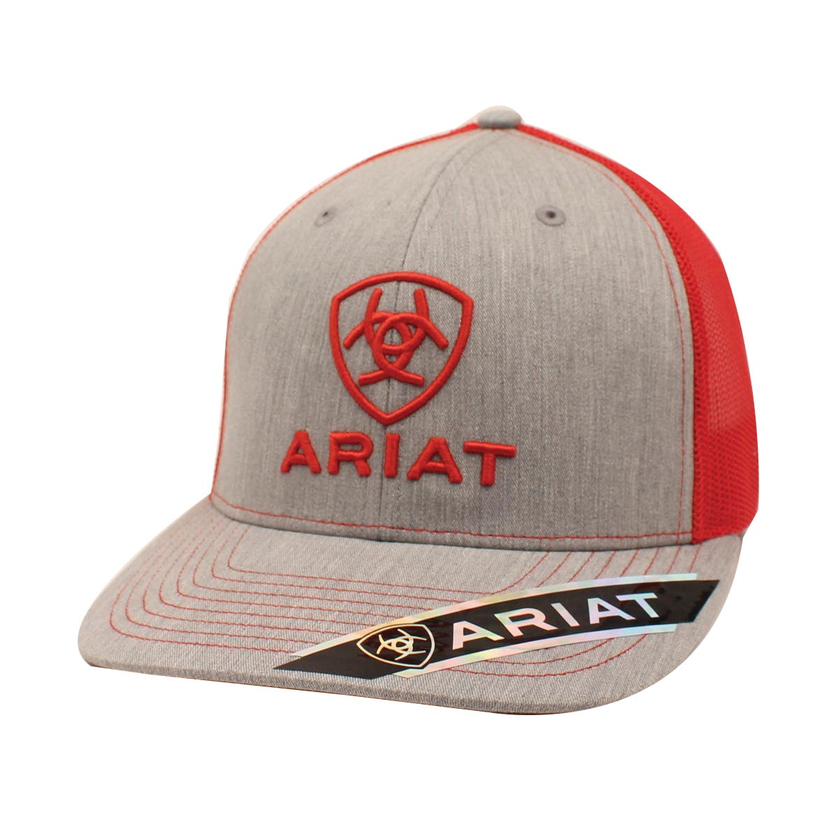 Ariat Cap, Ariat Signature Logo, Men's, One Size Fits All, Cotton/Polyester, Heather Gray/Red