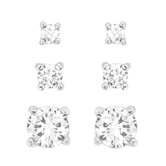 Montana Silversmiths Triple Crystal Earring Set, Women's, S/M/L, Shine Bright, Cubic Zirconia, Clear