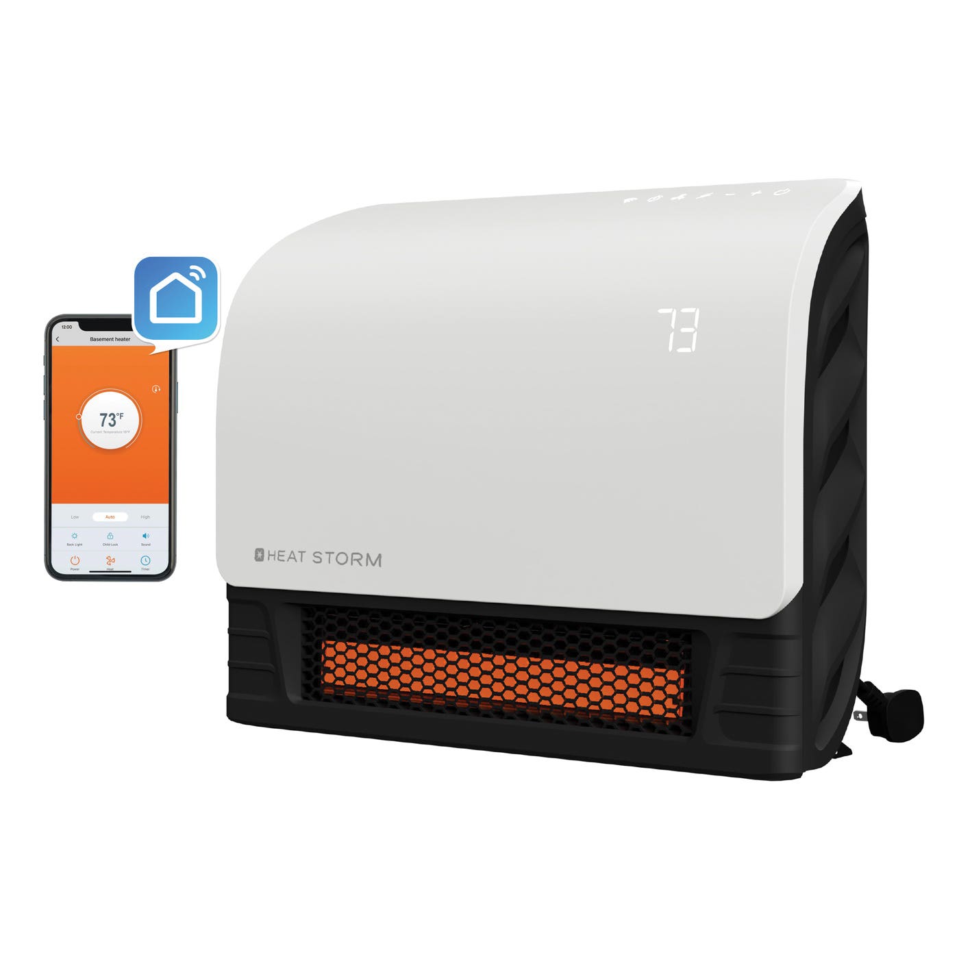 Heat Storm Sedona HS-1500-SED-WI Infrared Wall Heater with Wi-Fi, 6.25 to 12.5 A, 120 V, 750 to 1500 W, 5200 Btu