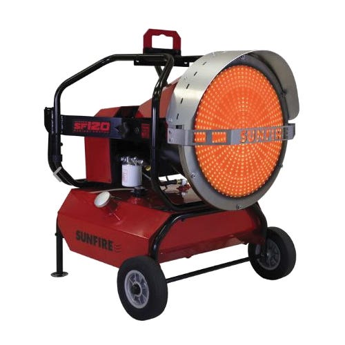 SunFire 95120 Radiant Heater, 14 gal Fuel Tank, Diesel, Kerosene, 120,000 Btu/hr BTU, 2800 sq-ft Heating Area
