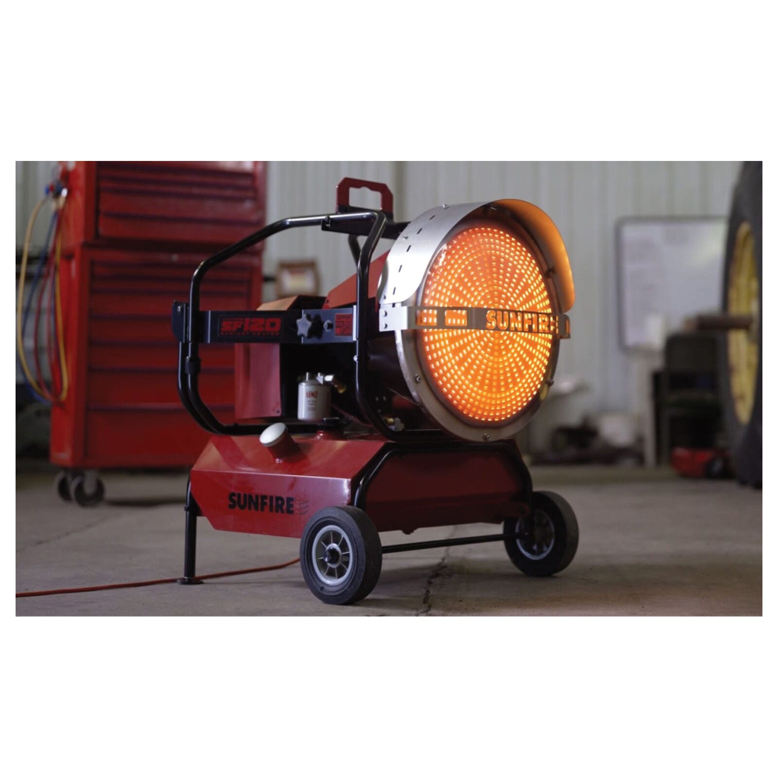SunFire 95120 Radiant Heater, 14 gal Fuel Tank, Diesel, Kerosene, 120,000 Btu/hr BTU, 2800 sq-ft Heating Area