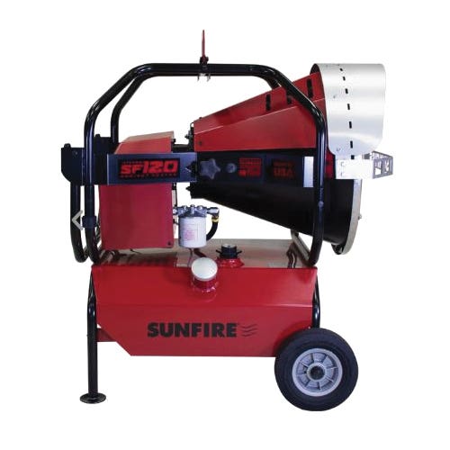 SunFire 95120 Radiant Heater, 14 gal Fuel Tank, Diesel, Kerosene, 120,000 Btu/hr BTU, 2800 sq-ft Heating Area