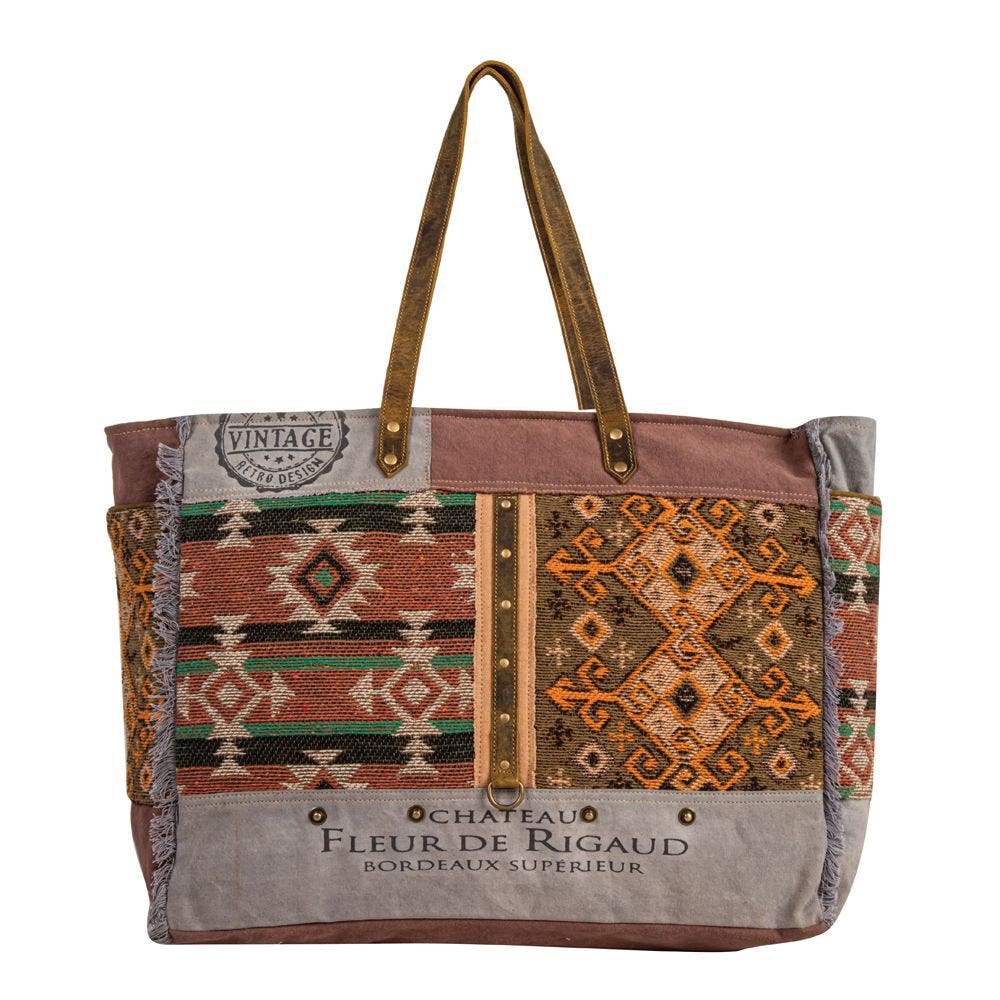 Myra Bag Weekender Bag, Rigaud Rail Express, Tribal Inspired, Zipper