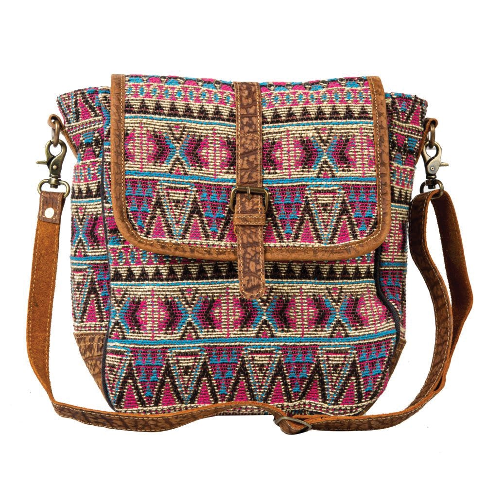 Myra Bag Messenger Bag, Colors of The Southwest, Buckle, Flap, Zipper