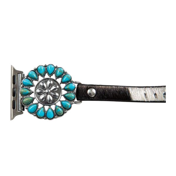 Myra Bag Watch Band, Hair On Leather/Iron, 38 to 40 mm W