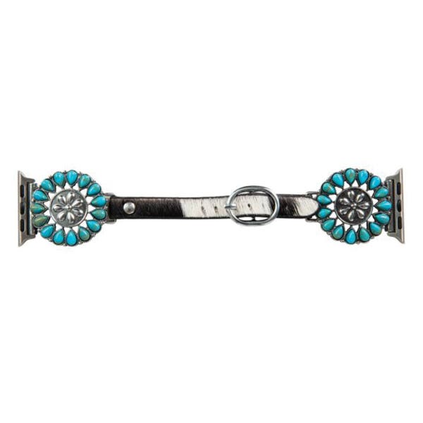 Myra Bag Watch Band, Hair On Leather/Iron, 38 to 40 mm W