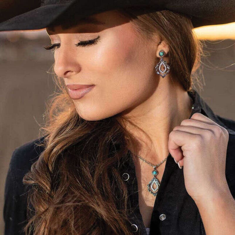 Montana Silversmiths Earrings, Women's, Twisted in Time Crystal, Cubic Zirconia, Turquoise, Clear