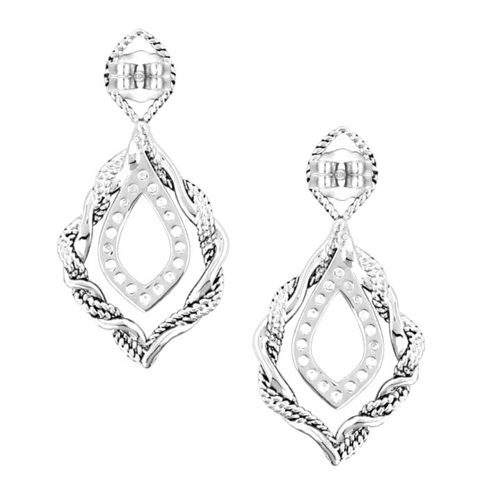 Montana Silversmiths Earrings, Women's, Twisted in Time Crystal, Cubic Zirconia, Turquoise, Clear