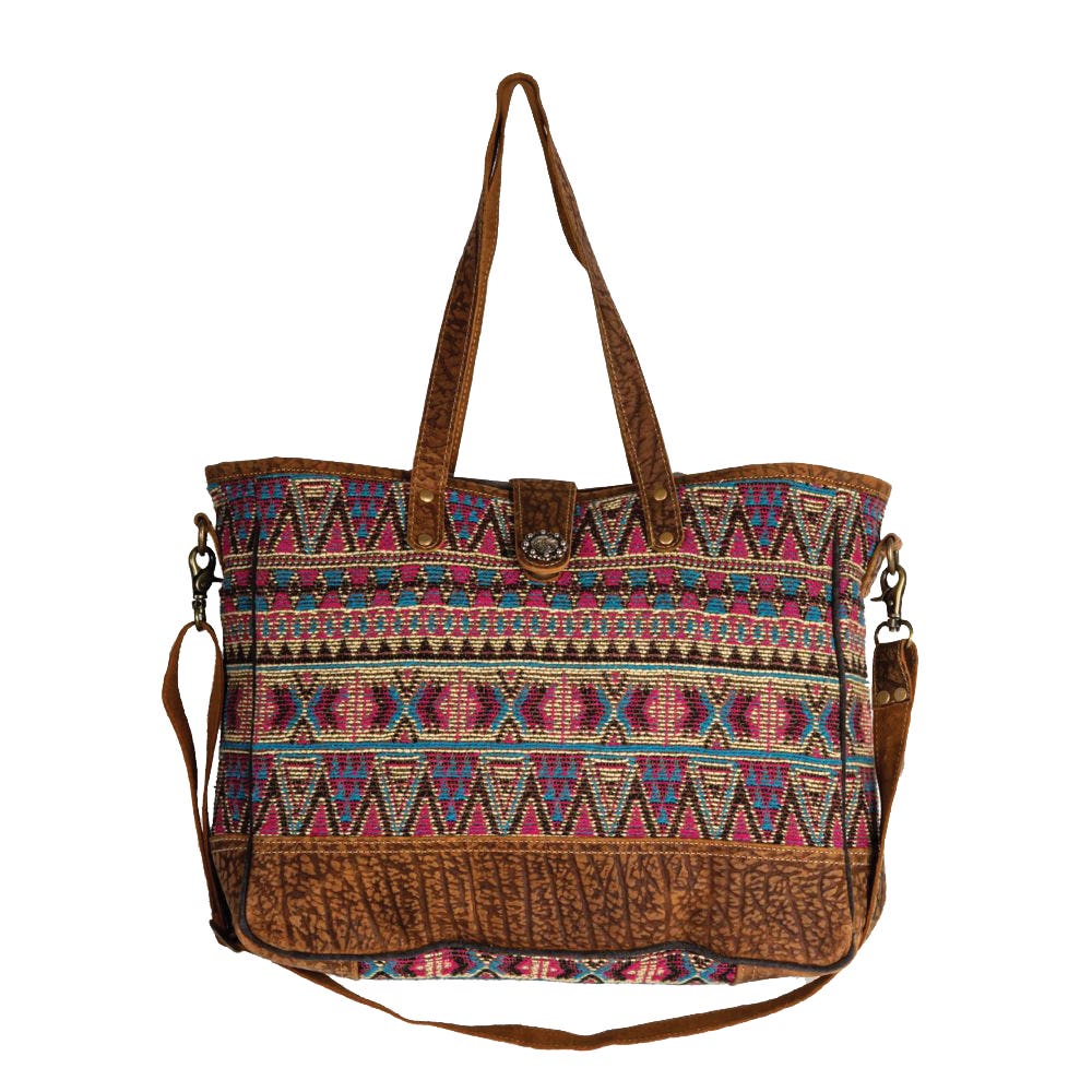 Myra Bag Weekender Bag, Colors of The Southwest, Tribal Inspired, Snap, Zipper