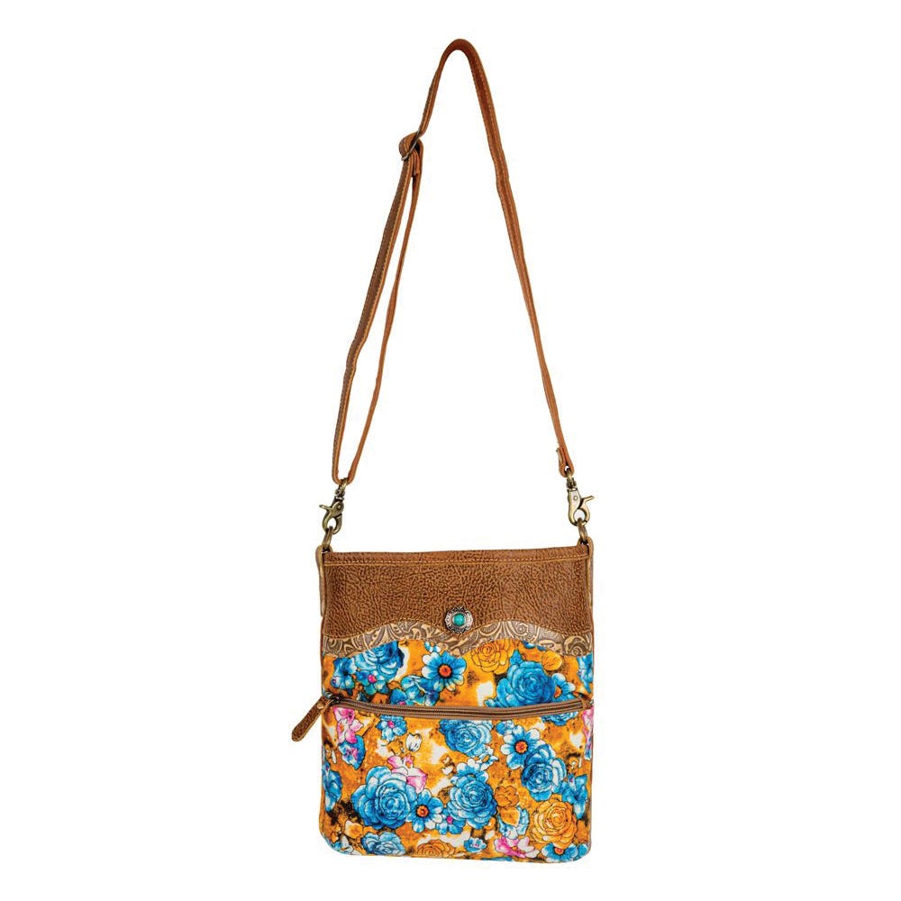 Myra Bag Small and Crossbody Bag, Blue Ridge Blooms, Zipper