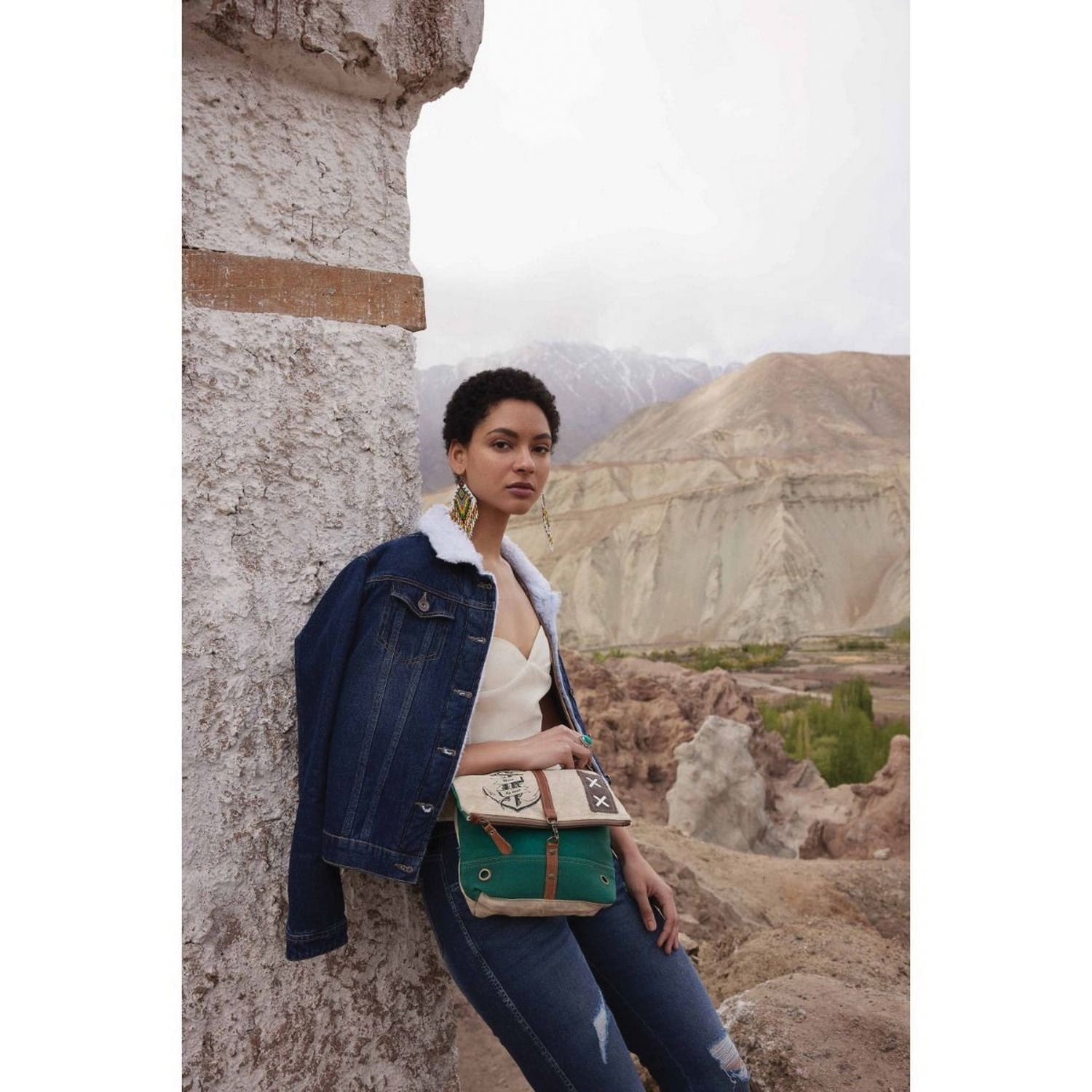 Myra Bag Small and Crossbody Bag, Burlander Patch, Zipper, Teal