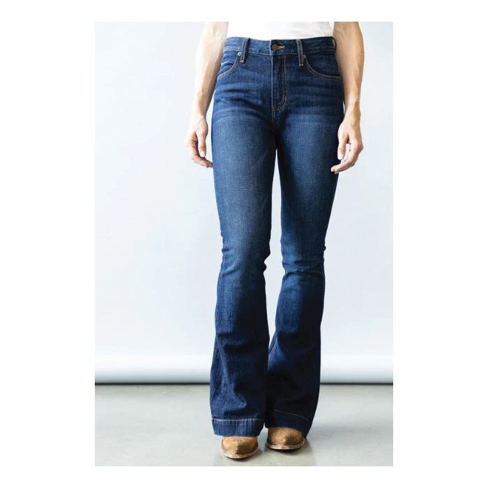 Kimes Ranch Jeans, 00, 26 in, 36 in L, Blue, Super Wide Flared, Stretchable