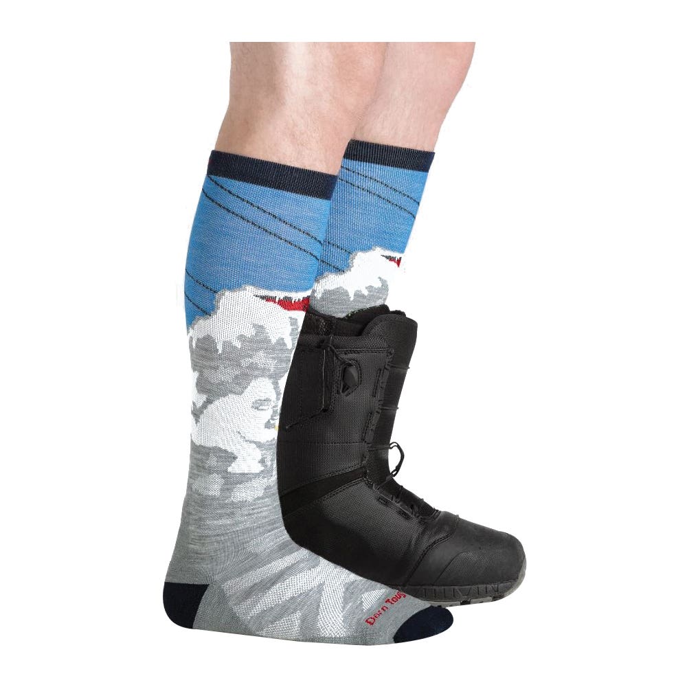 Darn Tough Heady Yeti 8043-GR-L Over-The-Calf Midweight Ski and Snowboard Socks, Men's, L, Merino Wool/Nylon/Spandex
