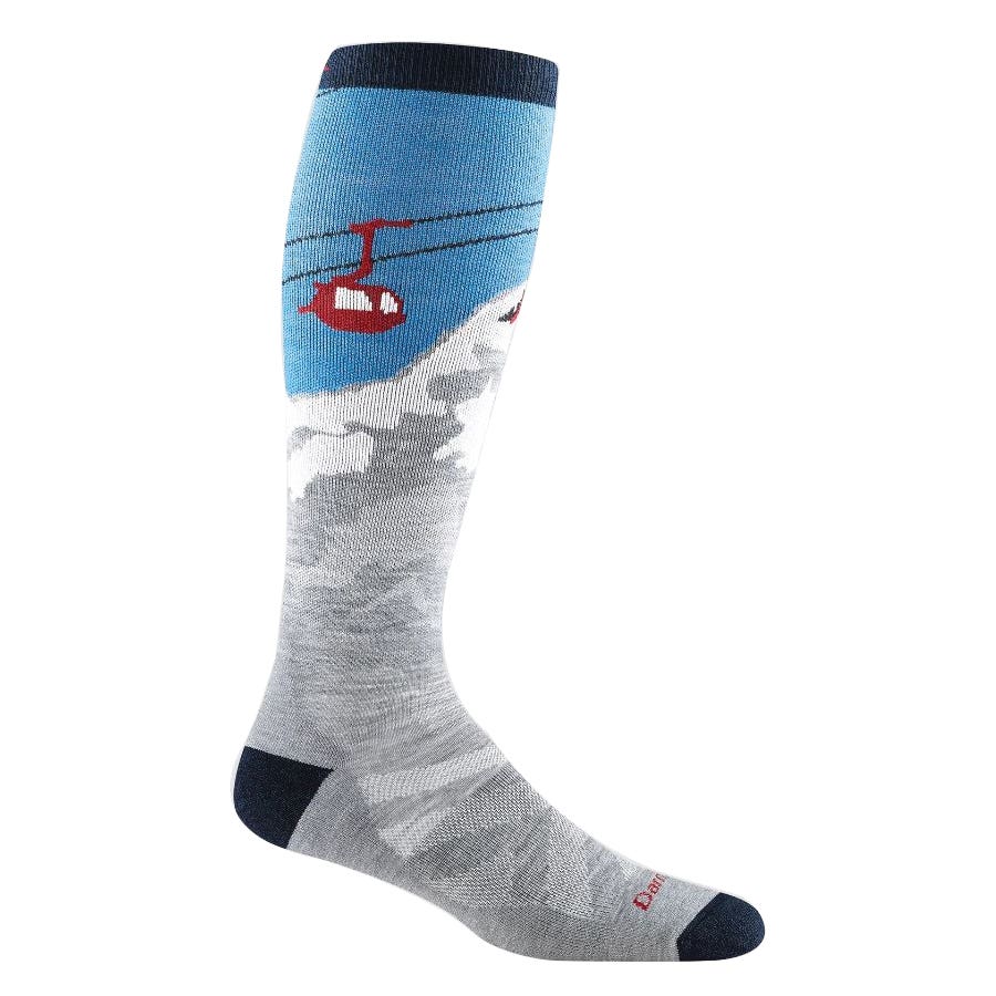 Darn Tough Heady Yeti 8043-GR-L Over-The-Calf Midweight Ski and Snowboard Socks, Men's, L, Merino Wool/Nylon/Spandex