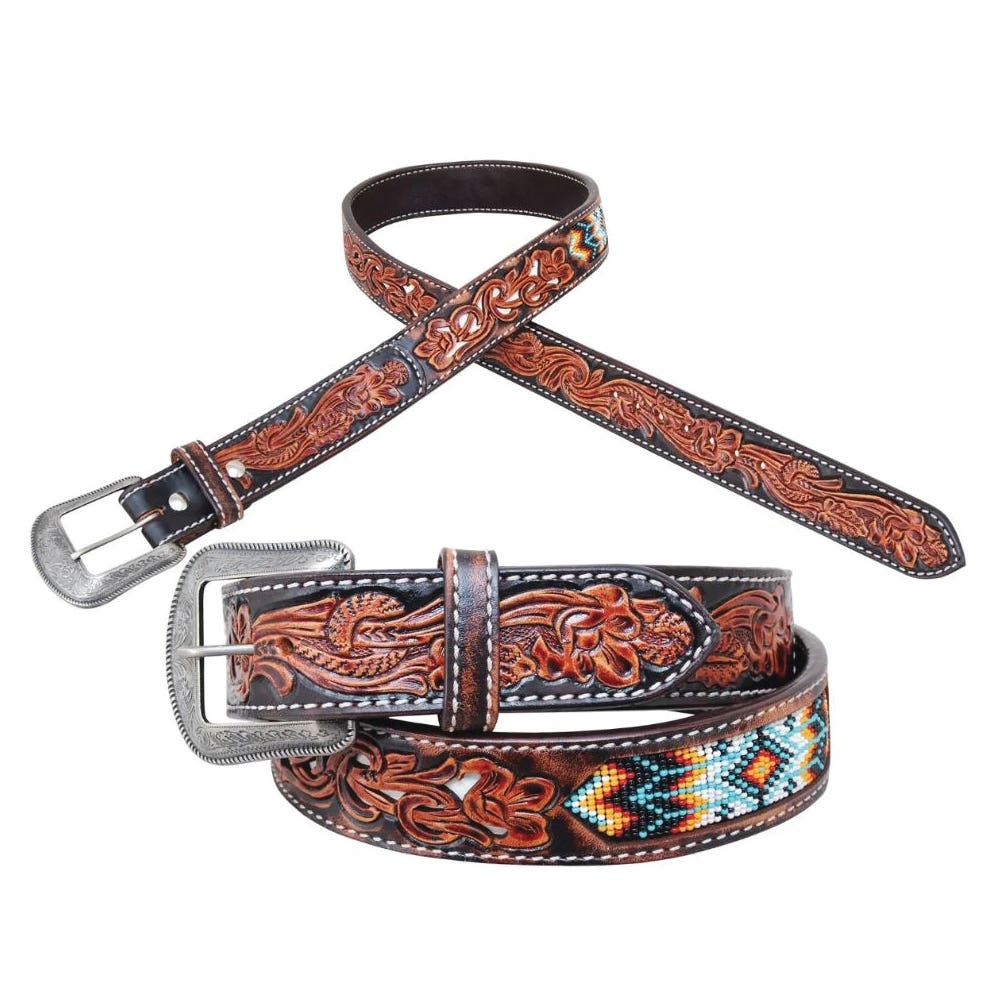 Circle Y Belt, Antique Silver Buckle, Baby Blue/Black/Orange/Red/Vintage/White - 908576