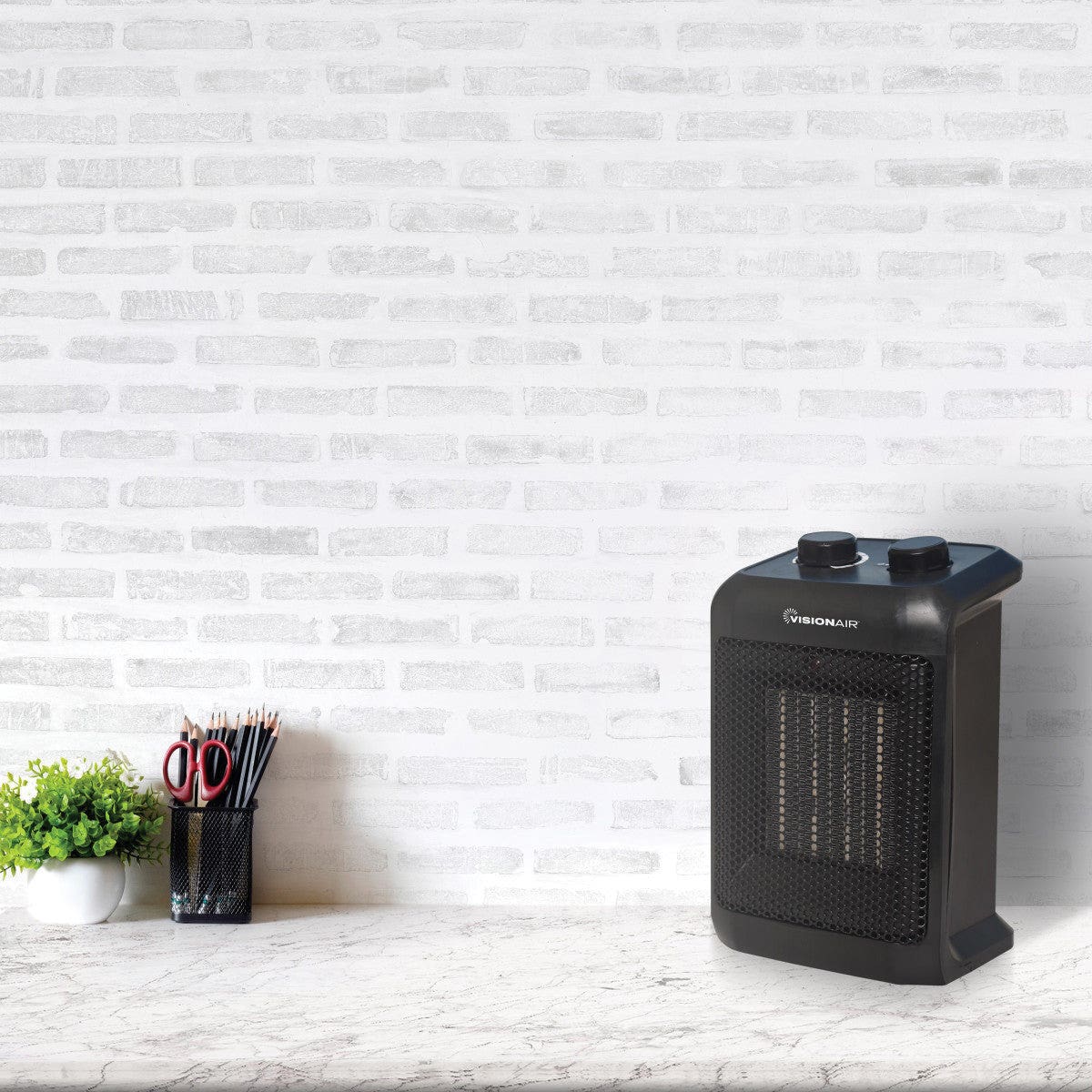VisionAir 1VAHC9 Heater, 15 A, 115 V, 750/1500 W, 5120 Btu Heating, 160 sq-ft Heating Area, 2 -Heat Setting, Black