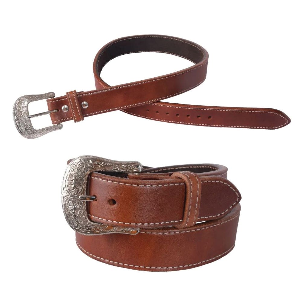 Circle Y Heavy-Duty Work Belt, Silver Buckle, Leather, Regular Oil - 908607