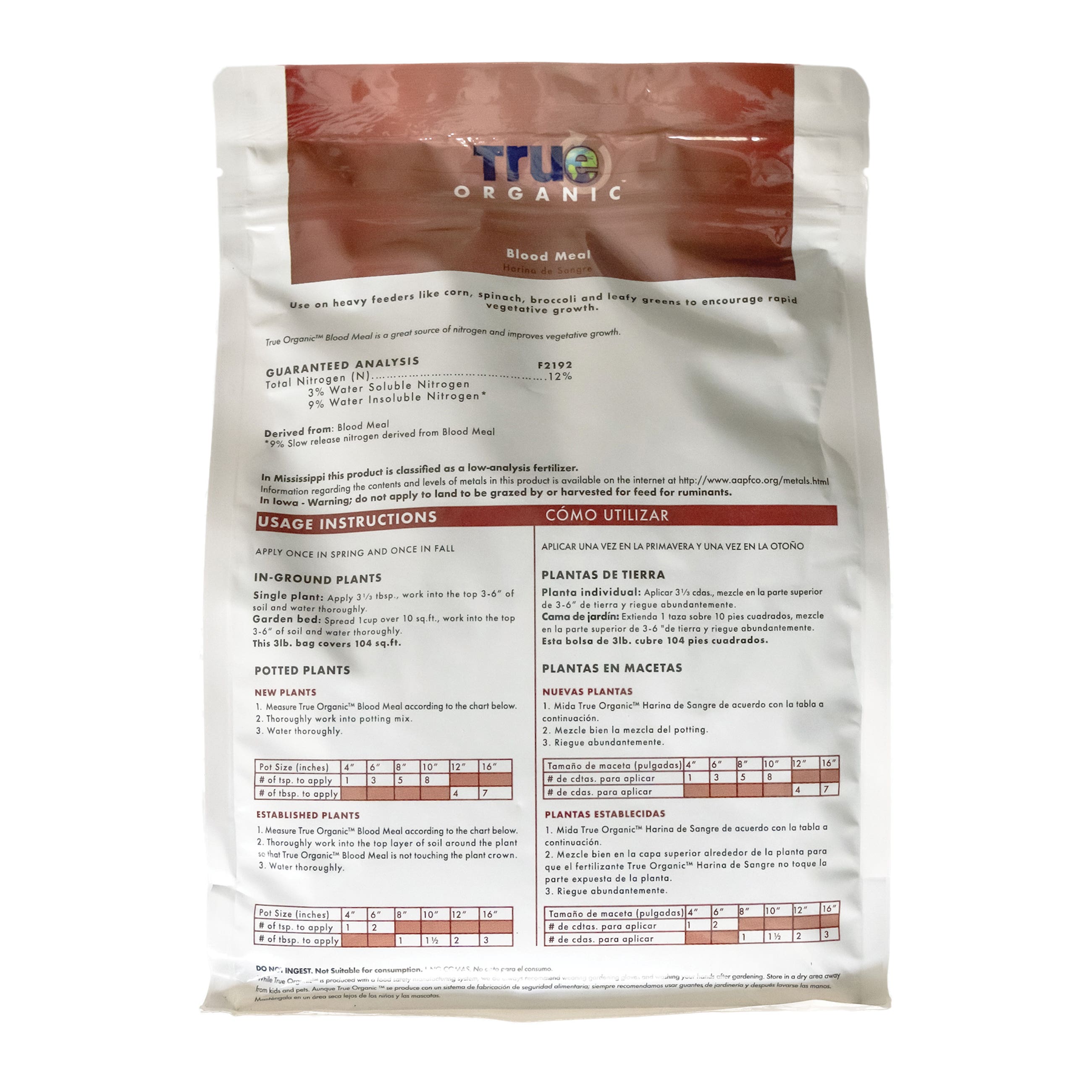 True Organic Blood Meal, Granular, 12-0-0 N-P-K Ratio, 25 lb Bag