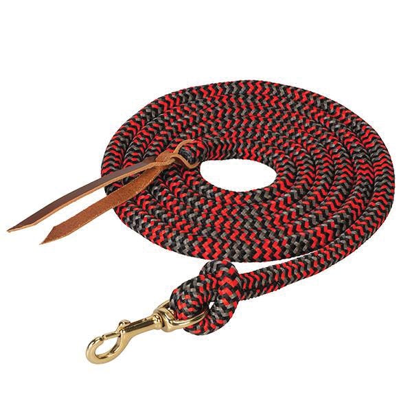 Weaver Equine 35-2096-C9 Cowboy Lead, 10 ft L, Swivel Snap, Polyester, Black/Gray/Red