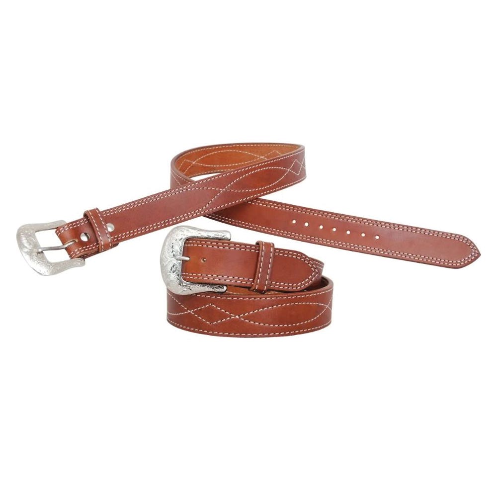 Circle Y Work Belt, Silver Buckle, Leather, Regular Oil - 908598