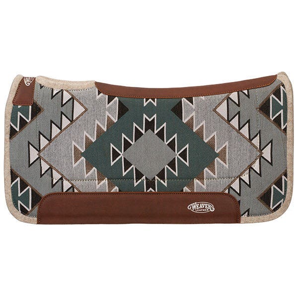 Weaver Equine Saddle Pad, 1 in Thick, Wool Blend Felt, Gray/Southwest Mallard Green
