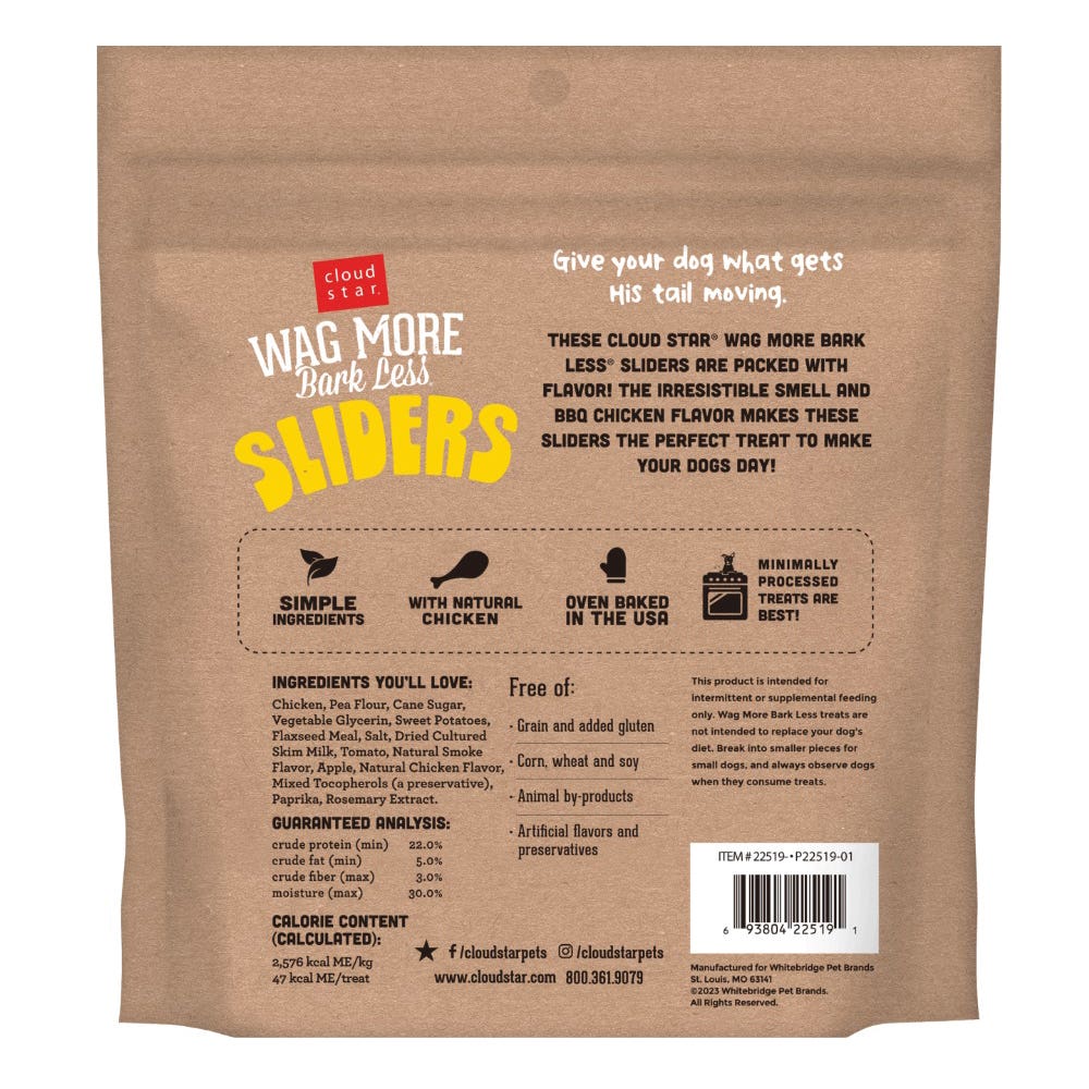 cloud star Wag More Bark Less Series Dog Treat, Chew, BBQ Chicken, 8 oz