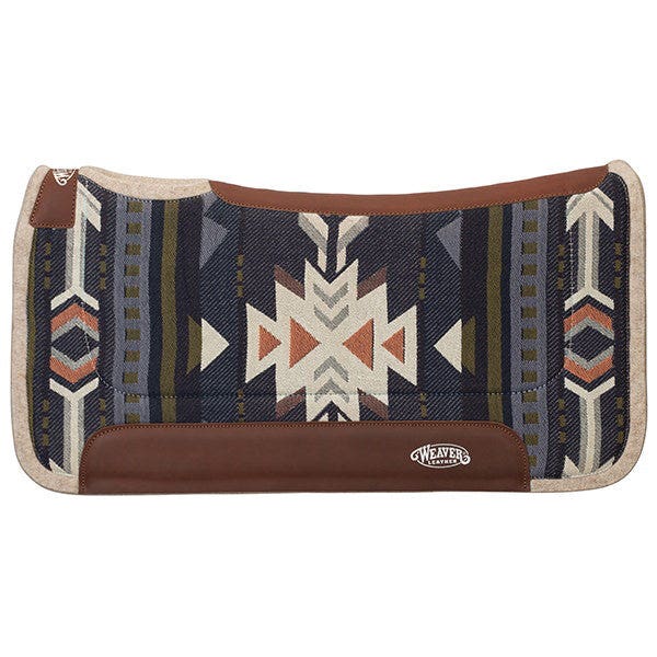 Weaver Equine Saddle Pad, 1 in Thick, Wool Blend Felt, Off-White/Santa Fe-Navy