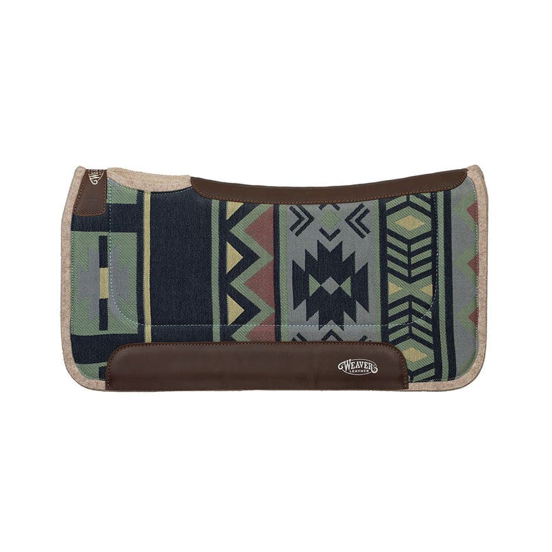 Weaver Equine Saddle Pad, 1 in Thick, Wool Blend Felt, Aztec Ultimate Gray/Blue Night