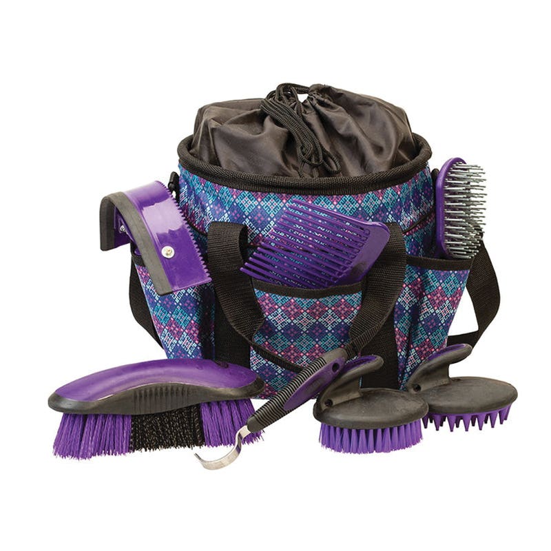 Weaver Equine 65-2055-P20 Grooming Kit, Nylon, Purple Geo