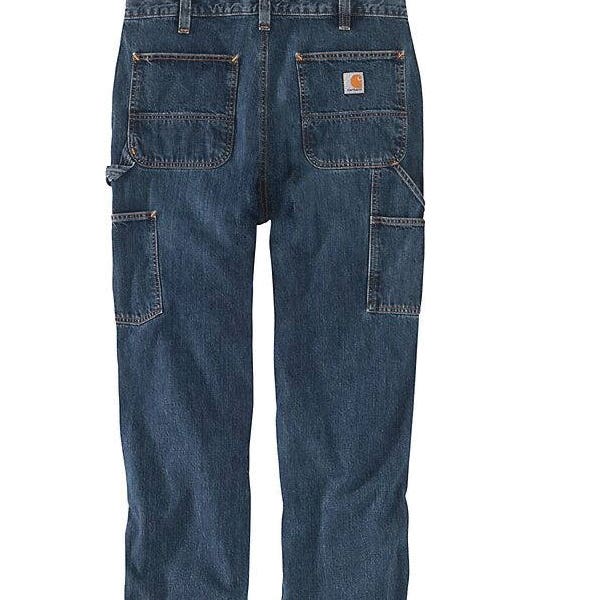 Carhartt Utility Jeans, 30 in W, 32 in L, Canal, Loose, Straight Fit