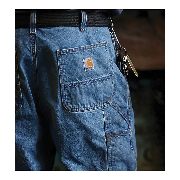 Carhartt Utility Jeans, 30 in W, 32 in L, Canal, Loose, Straight Fit