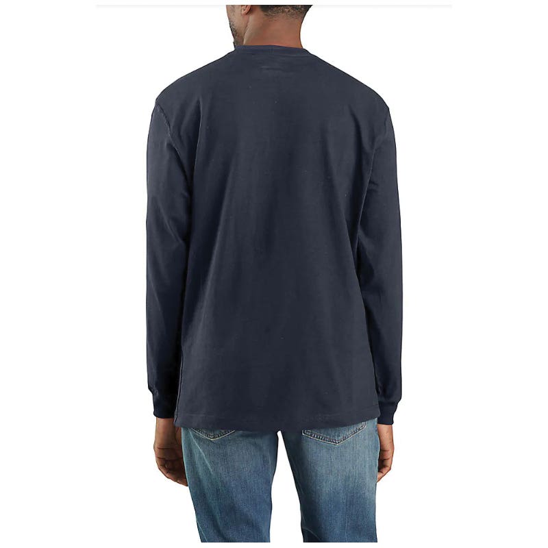 Carhartt T-Shirt, XL, Regular, Cotton, Thundercloud, Solid, Crew Neck, Rib-Knit, Long Sleeve, Loose Fit