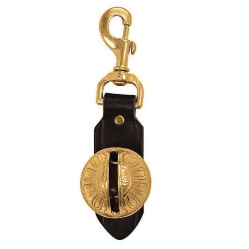 Weaver Leather 65-3450-BK Ornament, Sleigh Bell Strap, Brass/Leather, Black/Brass