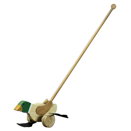 Parris Toys 7910 Walking Stick Duck with Moving Duck Feet, Wood