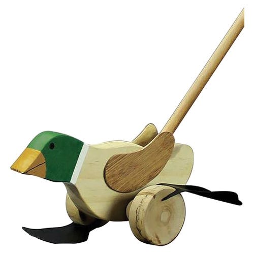 Parris Toys 7910 Walking Stick Duck with Moving Duck Feet, Wood