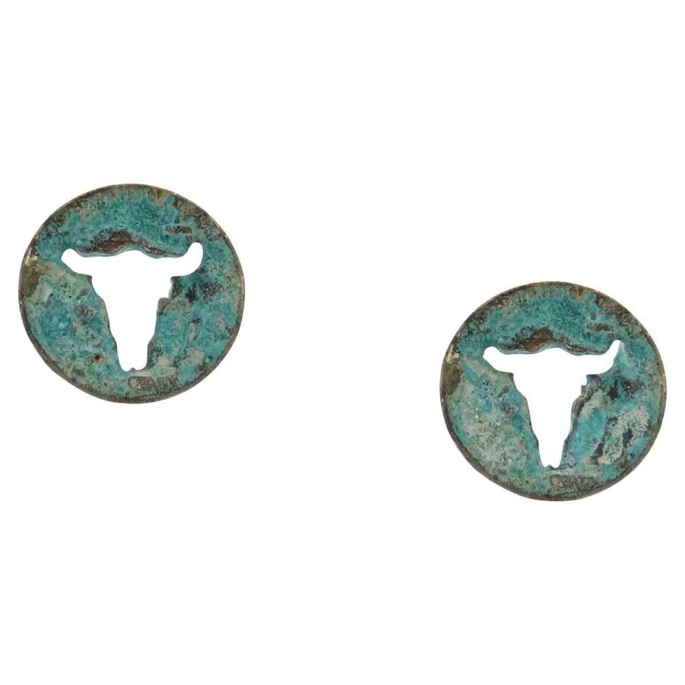 Montana Silversmiths Earrings, Oxidized Buffalo Nickel, Brass/Stainless Steel