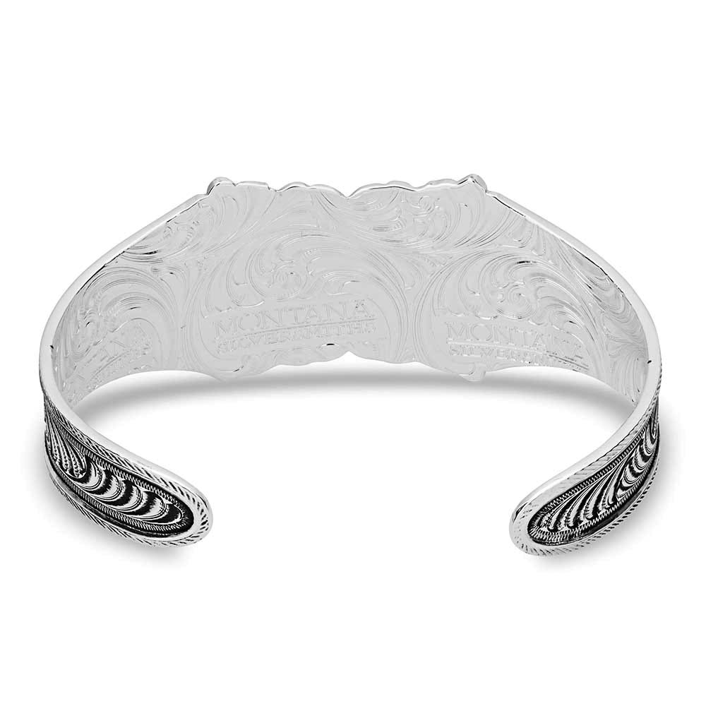 Montana Silversmiths Legacy Tribute Series Bracelet, Women's, One-Size, Engraved Flower, Stone, Turquoise, Brass